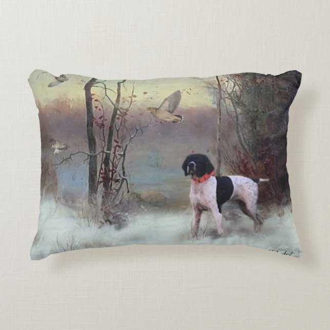 Woodcock Hunting with GSP  Accent Pillow (Front)