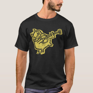 Woodcut Banjo Pig T-Shirt
