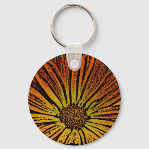 Woodcut Daisy Keychain