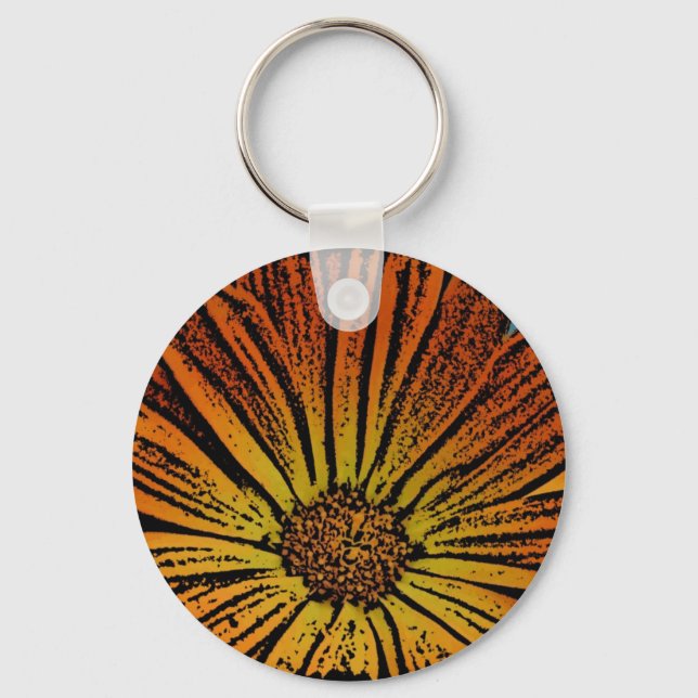Woodcut Daisy Keychain (Front)