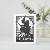 Woodcut Halloween Witch Postcard (Standing Front)