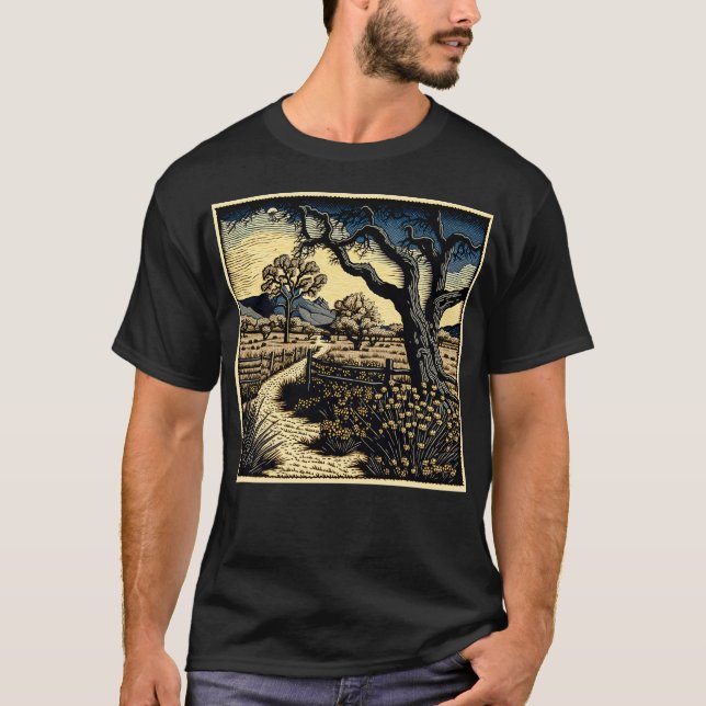 Woodcut Landscape T-Shirt (Front)