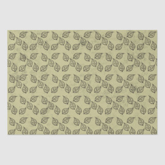 Woodcut Leaf Pattern on Antiqued  Tissue Paper