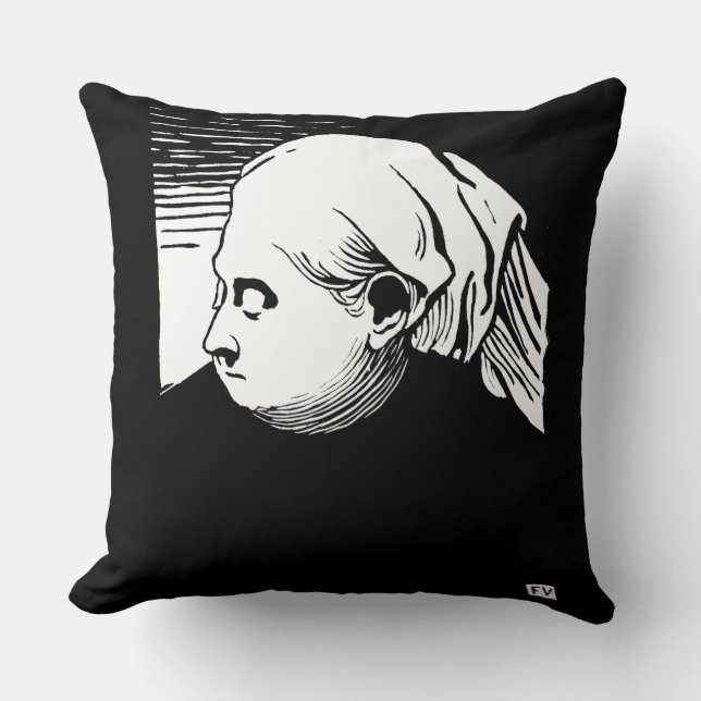 Woodcut Portrait of Queen Victoria  Throw Pillow (Front)