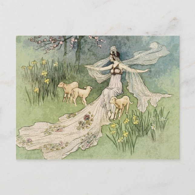 Woodcutter's Daugher Princess Vintage Fairy Tale Postcard (Front)