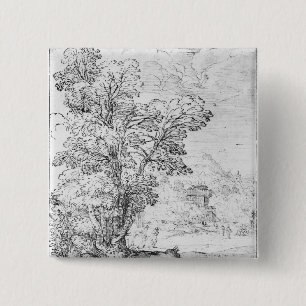 Wooded landscape 2 inch square button
