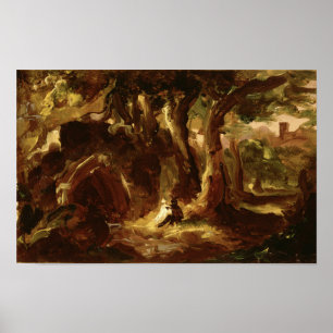 Wooded Landscape with Figures — Thomas Cole. Poster