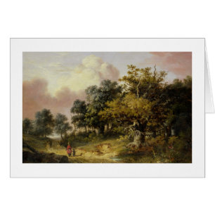 Wooded Landscape with Woman and Child Walking Down