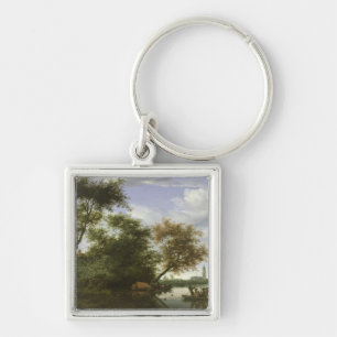 Wooded river landscape keychain
