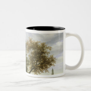 Wooded river landscape Two-Tone coffee mug