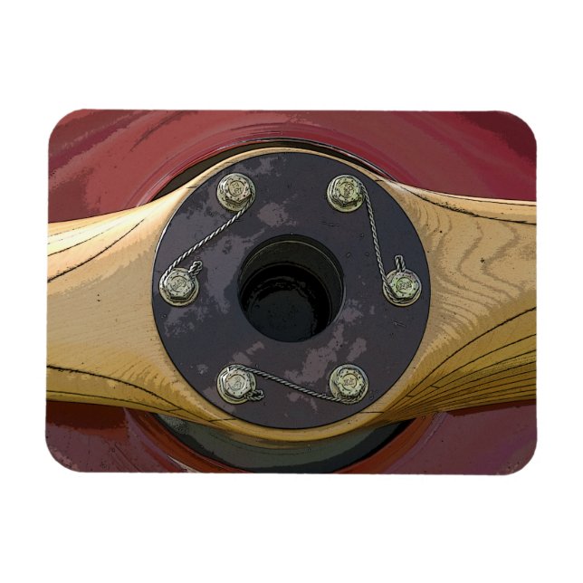 Wooden Airplane Propeller Rectangle Magnet (Horizontal)