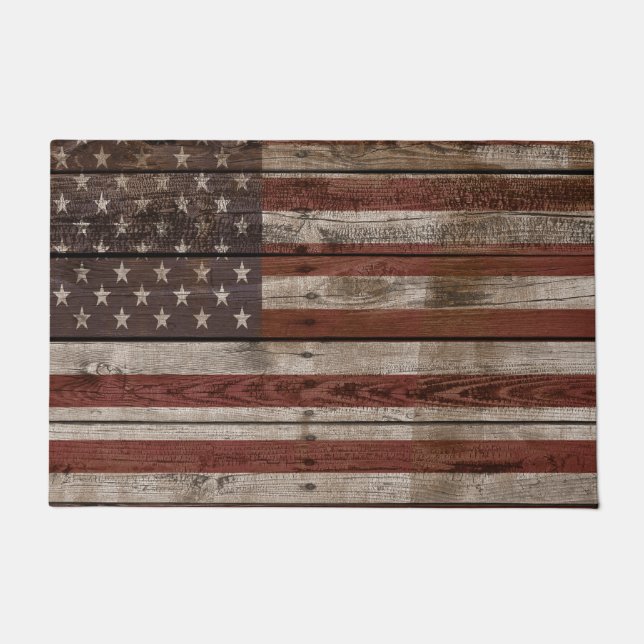 Wooden American Flag Doormat (Front)