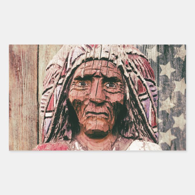 Wooden Antique Cigar Store Indian Sticker (Front)