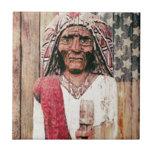 Wooden Antique Cigar Store Indian Tile