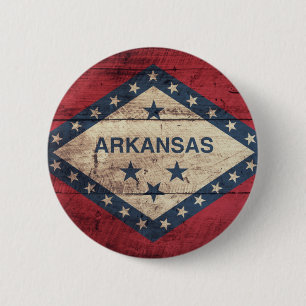 Wooden Arkansas Flag 2 Inch Round Button