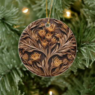 Wooden Australian Kangaroo Paw Flower Carving, Ceramic Ornament