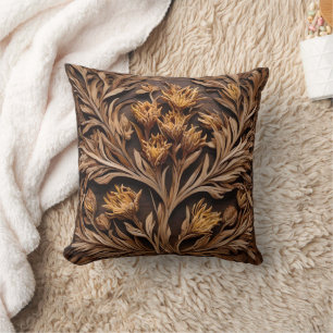 Wooden Australian Kangaroo Paw Flower Carving, Throw Pillow