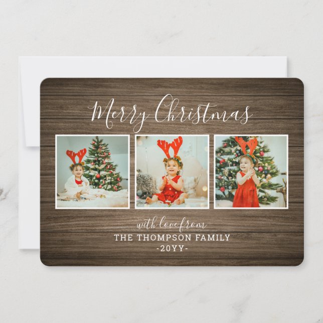 Wooden Background Christmas Card (Front)