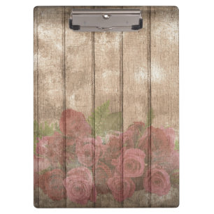 Wooden Background Modern Elegant Vintage Romantic Clipboard