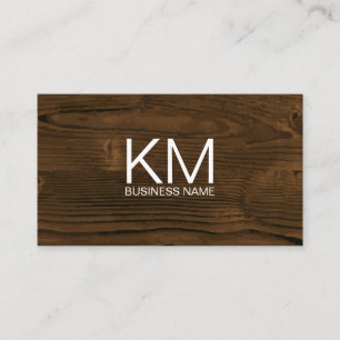 Wooden Background Monogram Business Card