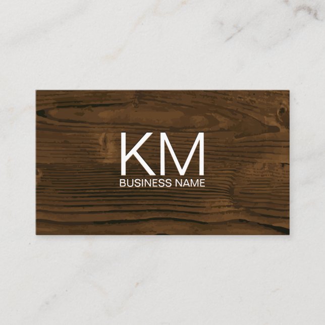 Wooden Background | Monogram Business Card (Front)