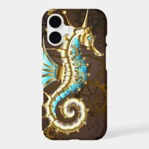 Wooden Background with Mechanical Seahorse