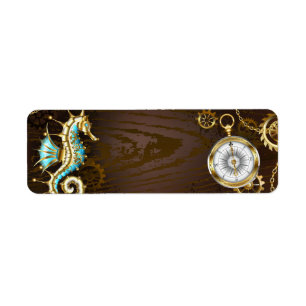 Wooden Background with Mechanical Seahorse