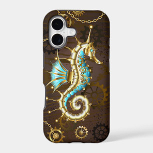 Wooden Background with Mechanical Seahorse