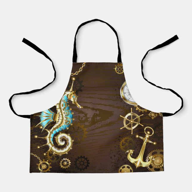 Wooden Background with Mechanical Seahorse Apron (Front)