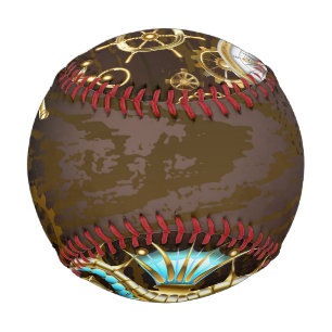 Wooden Background with Mechanical Seahorse Baseball