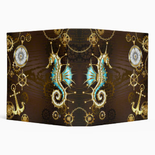 Wooden Background with Mechanical Seahorse Binder