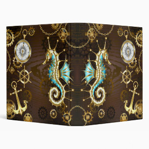 Wooden Background with Mechanical Seahorse Binder