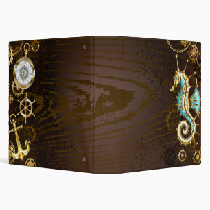 Wooden Background with Mechanical Seahorse Binder