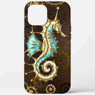 Wooden Background with Mechanical Seahorse iPhone 12 Pro Max Case
