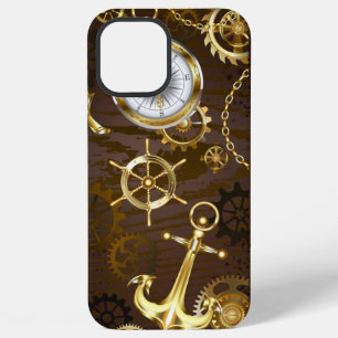 Wooden Background with Mechanical Seahorse iPhone 12 Pro Max Case