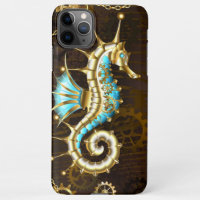 Wooden Background with Mechanical Seahorse