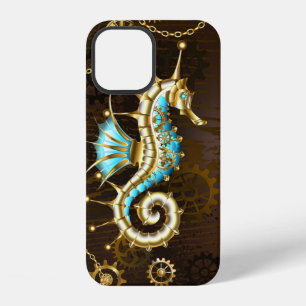 Wooden Background with Mechanical Seahorse iPhone 12 Case