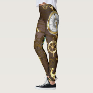 Wooden Background with Mechanical Seahorse Leggings