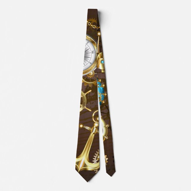 Wooden Background with Mechanical Seahorse Tie (Front)