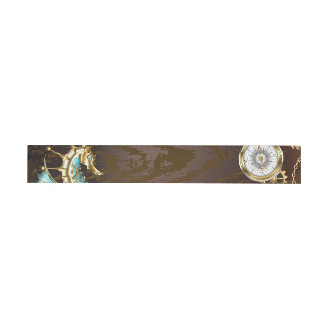 Wooden Background with Mechanical Seahorse Wrap Around Label (Individual)