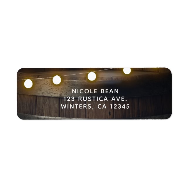 Wooden Barrel Carved Heart Lights Rustic Wedding (Front)