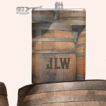 Wooden Barrel Kegs Monogrammed  Photographic Hip Flask<br><div class="desc">Embrace rugged charm with this Wooden Barrel Kegs Photographic Flask, featuring an aged barrel design that perfectly captures a rustic, liquor-inspired vibe. Personalize it with a monogram or initials for a truly unique gift, ideal for the gentlemen in your life—whether it's your groomsman, brother, father, husband, or partner. Perfect for...</div>