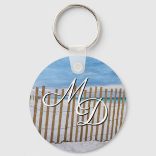 Wooden Beach Fence Sunrise Destin Key Chain