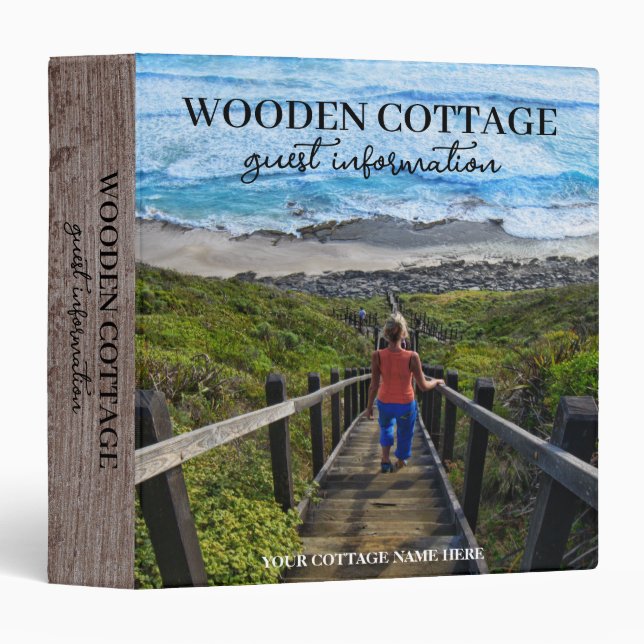 Wooden Beach House Vacation Rent Guest Information Binder (Front/Spine)