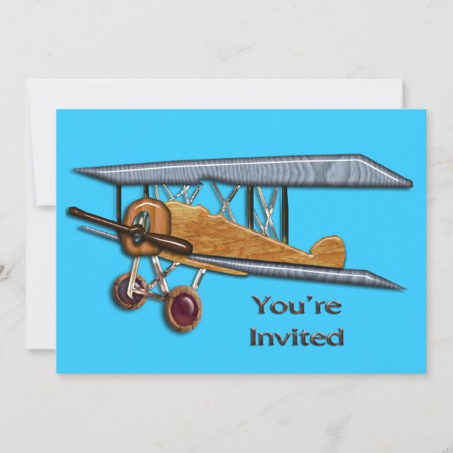 Wooden Biplane Invite (Front)