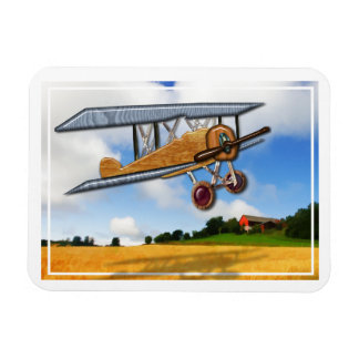 Wooden Biplane Over Farm Fields Magnet
