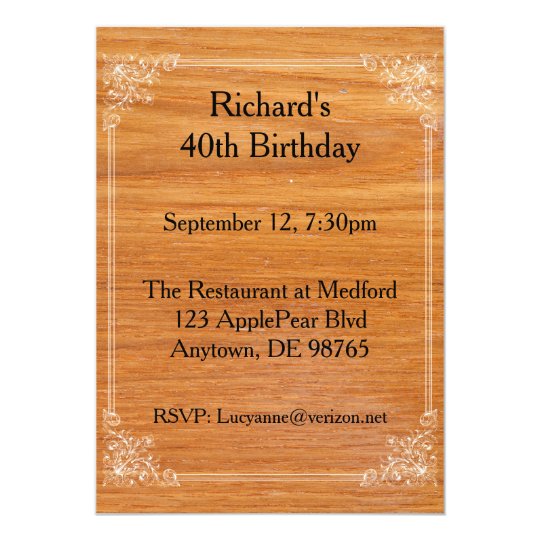 Wooden Birthday Invitation