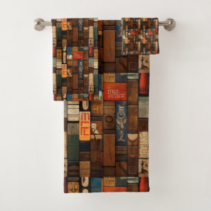 Wooden Block Typography and Art Collage 3 Bath Towel Set