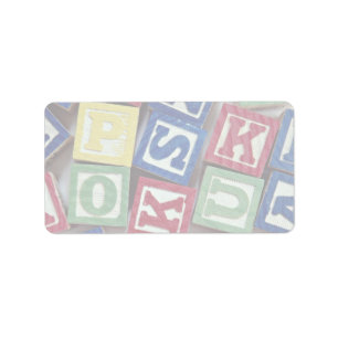 Wooden blocks with alphabets for kids label