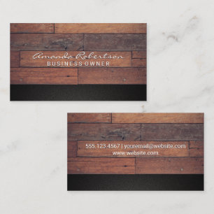 Wooden Boards   Black Texture Business Card
